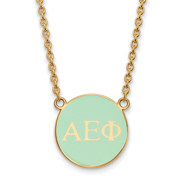 Sterling Gold-plate Alpha Epsilon Phi Small  Enamel Pendant 18" Necklace - Picture 1 of 2